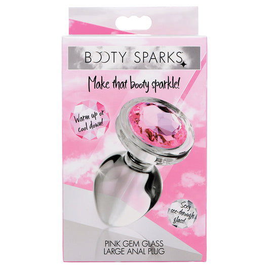 Booty Sparks Pink Gem Glass Anal Plug-Large