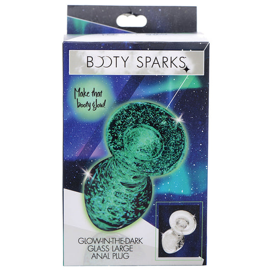 Booty Sparks Glow-In-The-Dark Glass Anal Plug-Large